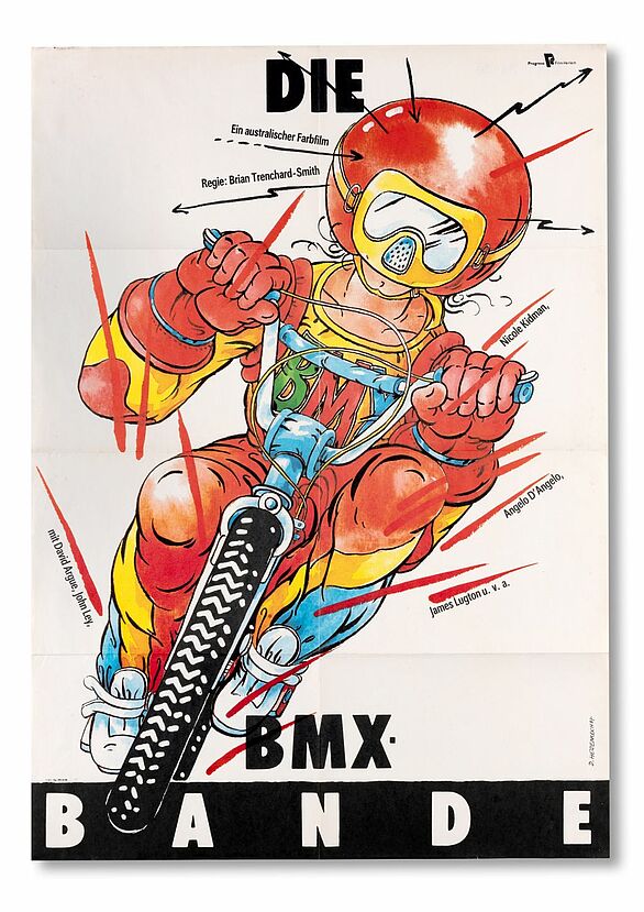Filmplakat des Films BMX-Bande mit einem illustrierten BMX-Fahrer