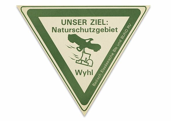 Dreieckiges Plakat des BUND Baden Elsass von 1985